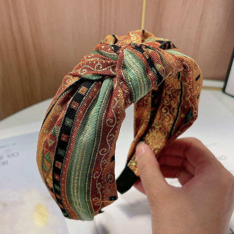 Wholesale Ethnic Wind Wide-brimmed Printed Fabrics Hairband